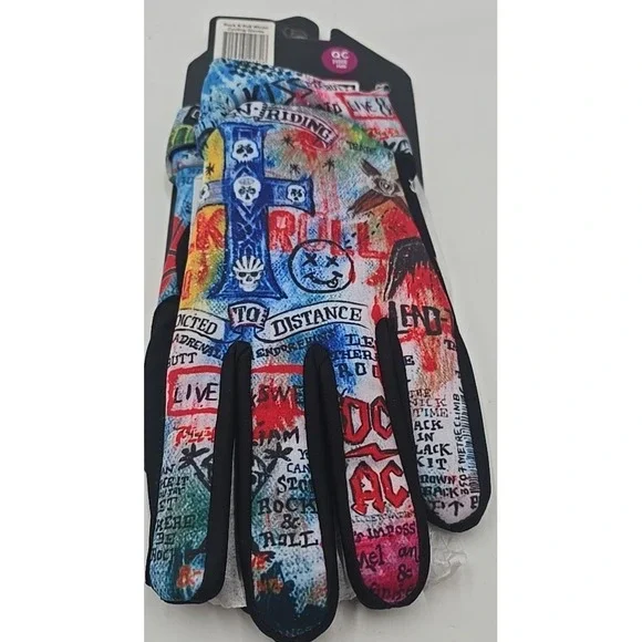 NWT Cycology Cycling Rock N Roll Winter Cycling Gloves DC/AC Rage Against Skull - Picture 6 of 10